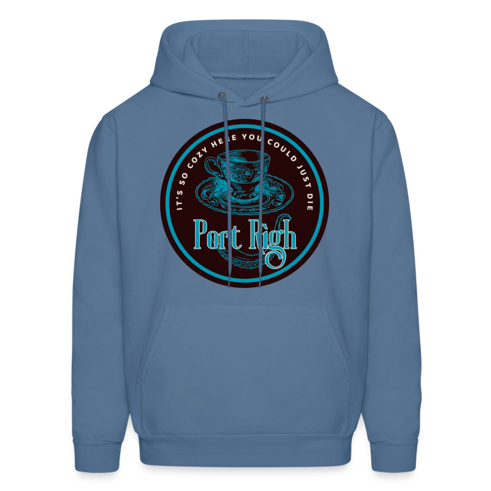 Port Righ Logo white Hoodie - denim blue