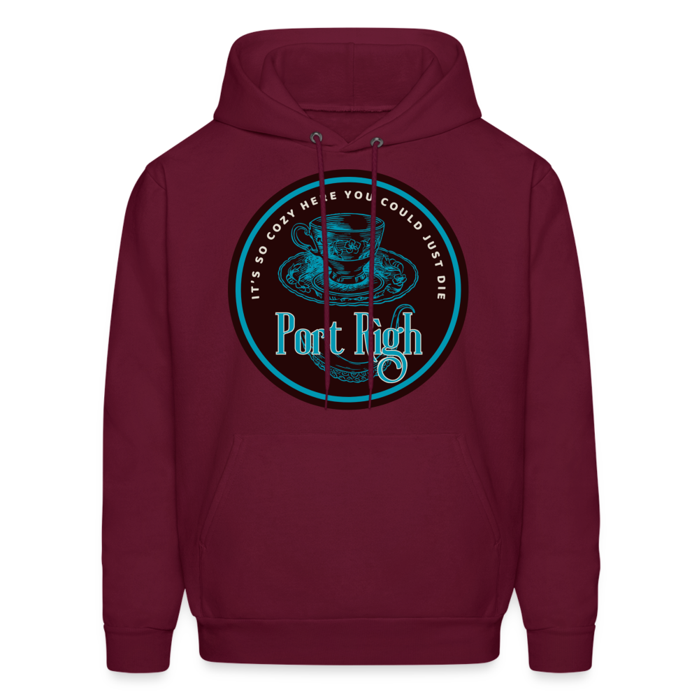 Port Righ Logo white Hoodie - burgundy