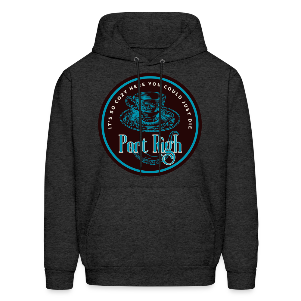 Port Righ Logo white Hoodie - charcoal grey