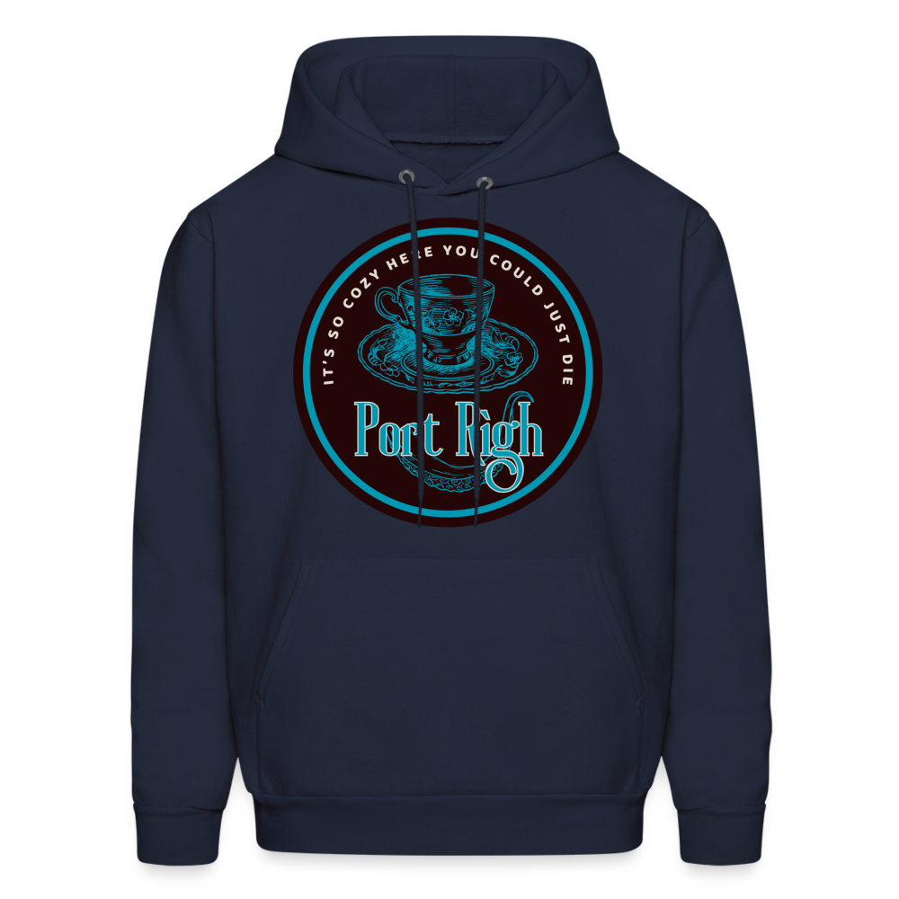 Port Righ Logo white Hoodie - navy