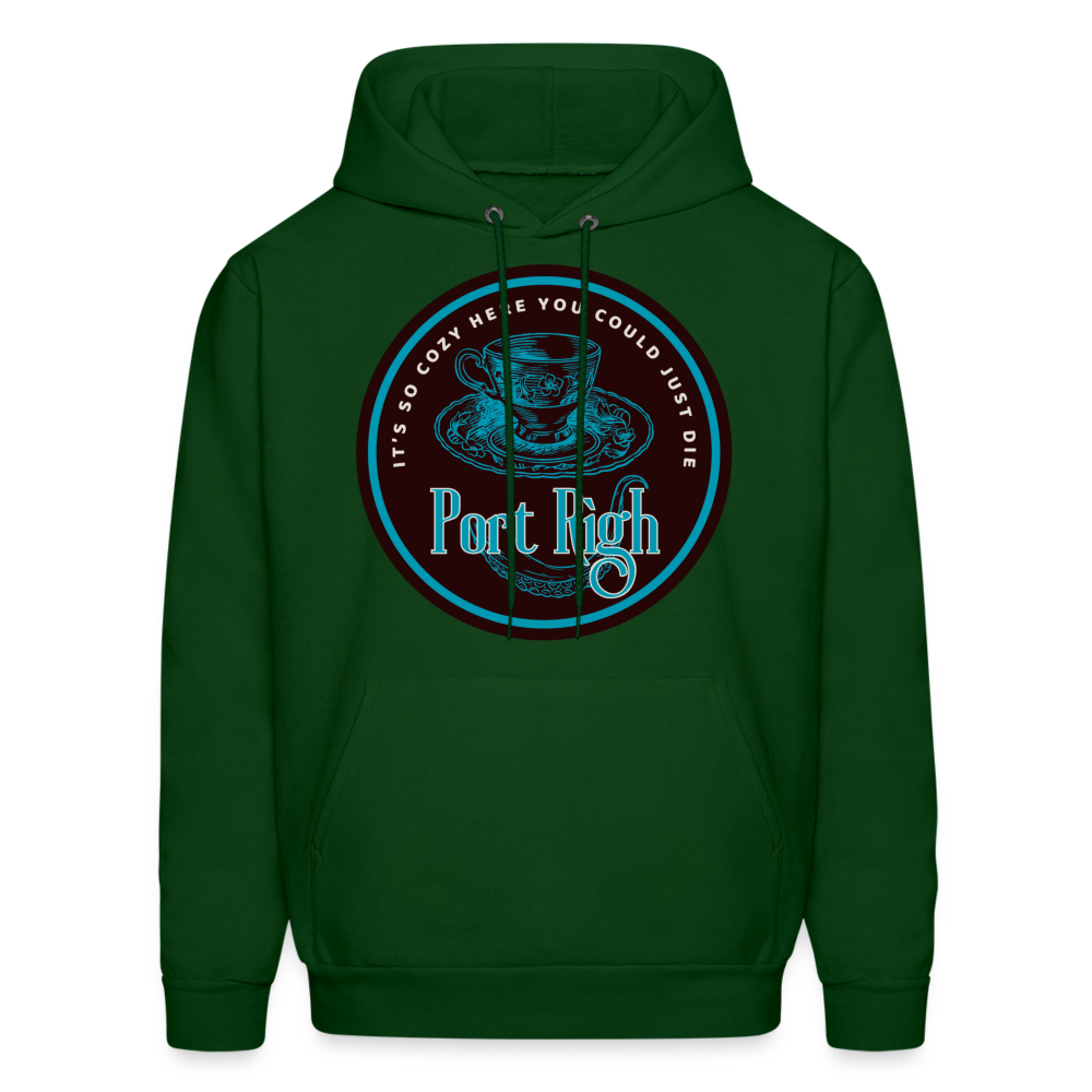 Port Righ Logo white Hoodie - forest green