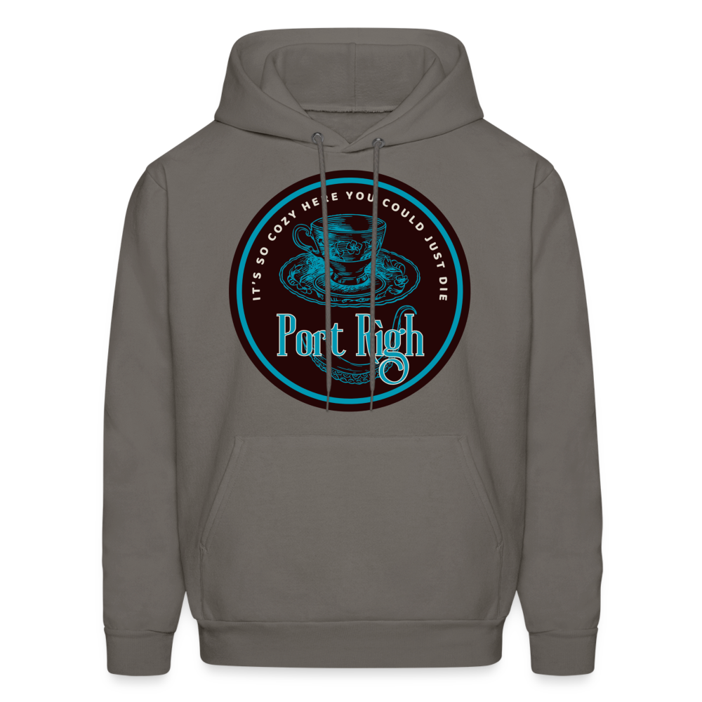 Port Righ Logo white Hoodie - asphalt gray