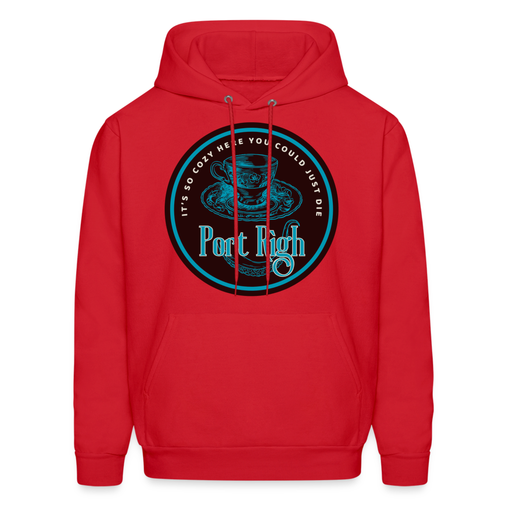 Port Righ Logo white Hoodie - red